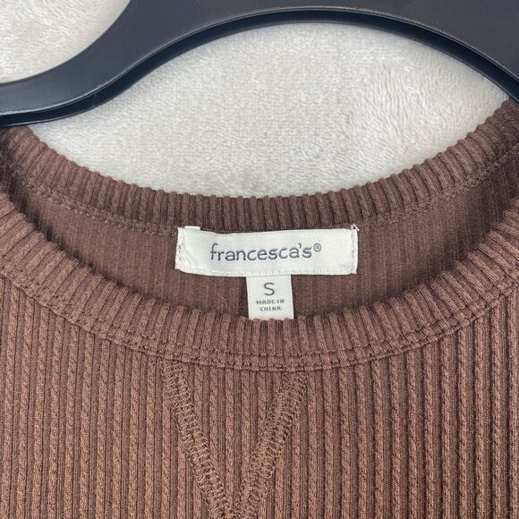 Francescas Brown Ribbed Long Sleeve Tunic Top Size Small - Picture 3 of 9